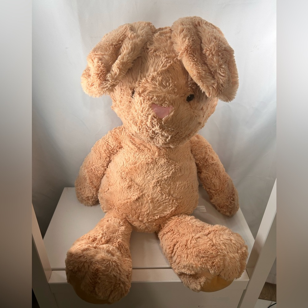Adorable Plush Bunny.  30 inches.  Heart shaped nose.  Tan, soft and squishy